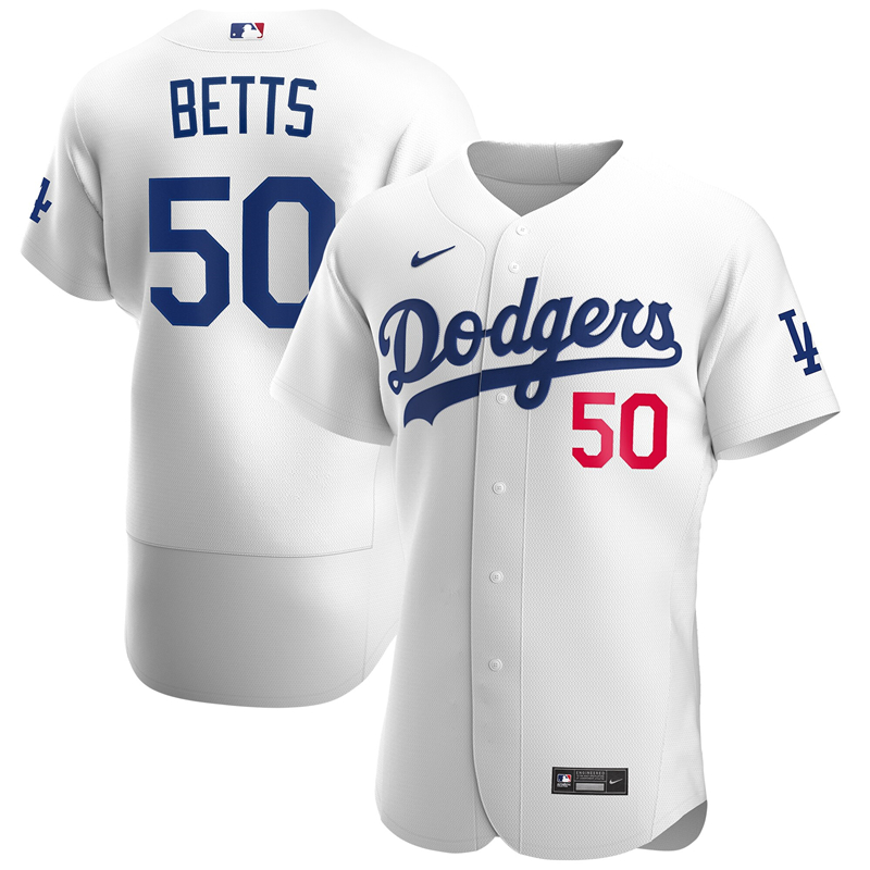 2020 MLB Men Los Angeles Dodgers Mookie Betts Nike White 2020 Home Official Authentic Player Jersey 1->customized mlb jersey->Custom Jersey
